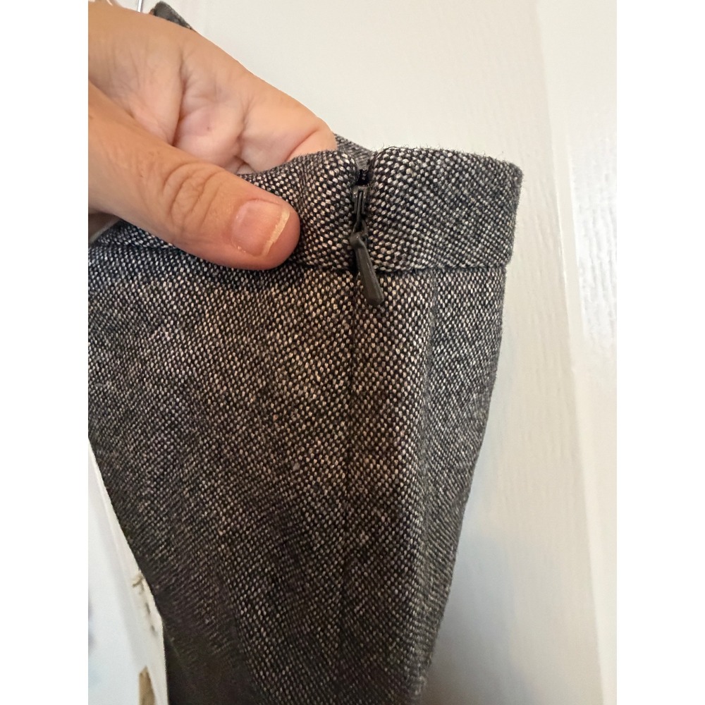 Ann Taylor Trumpet Skirt Women 2 Gray Wool Blend Lace Trim Dark Academia Tweed - Picture 7 of 16